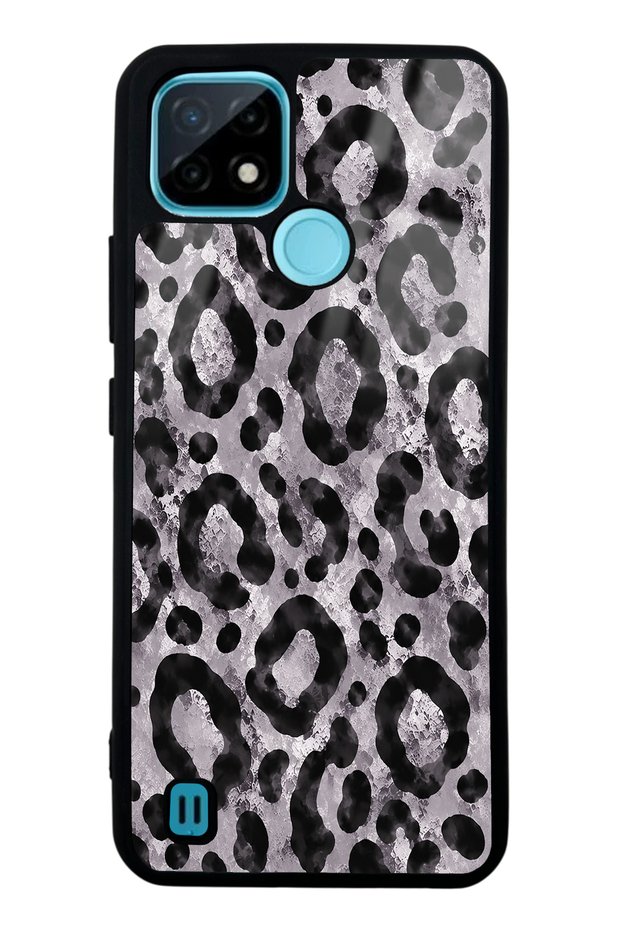 Realme C21 Gray Leopard Design Glossy Phone Case