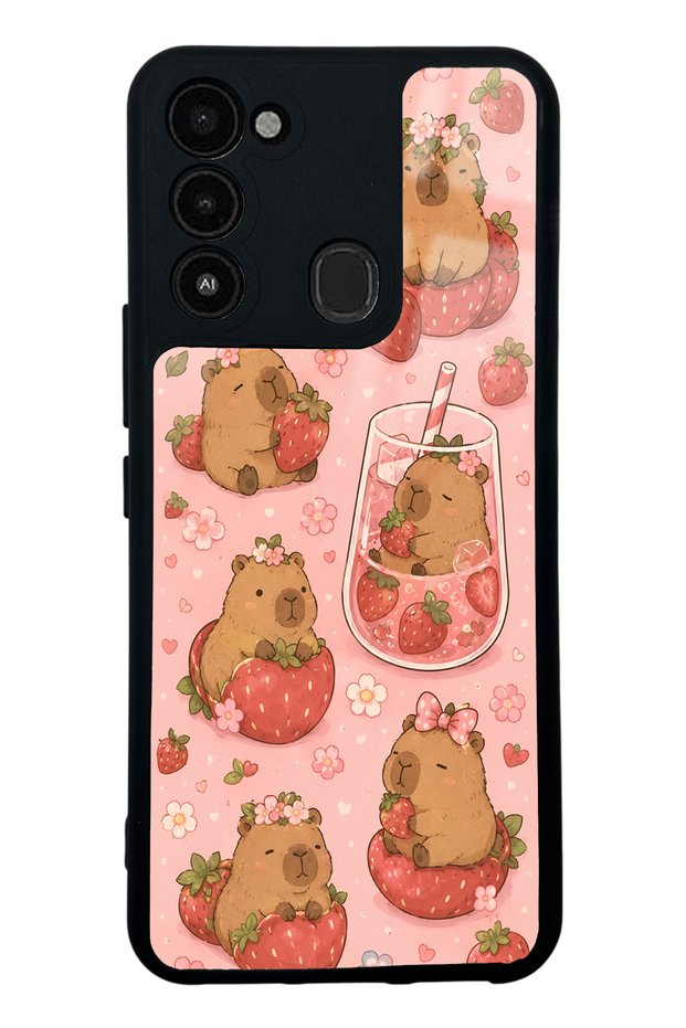 Tecno Spark 8C Strawberry Capybara Design Glossy Phone Case