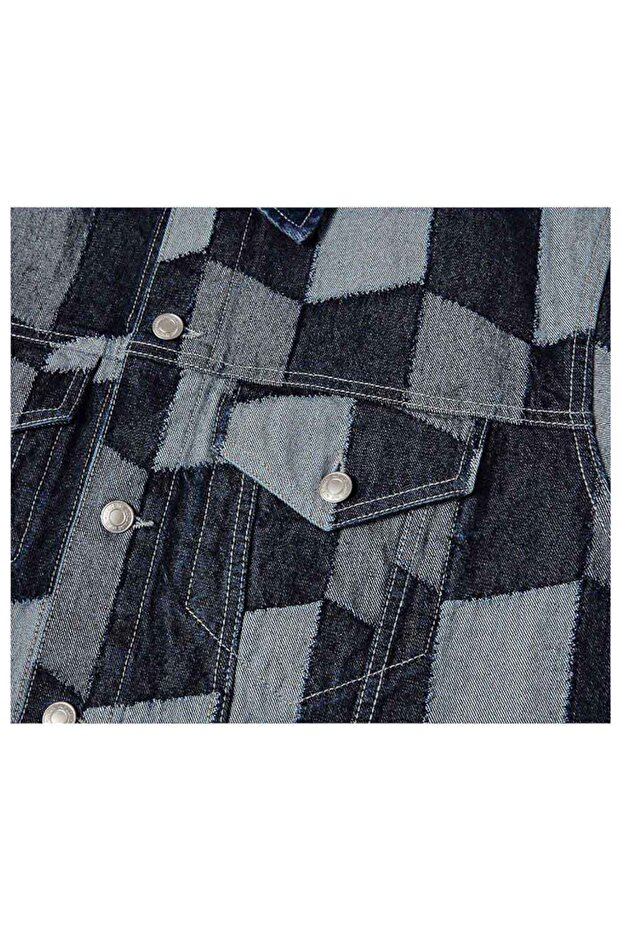 Geacă de blugi patchwork pentru bărbați M - 3