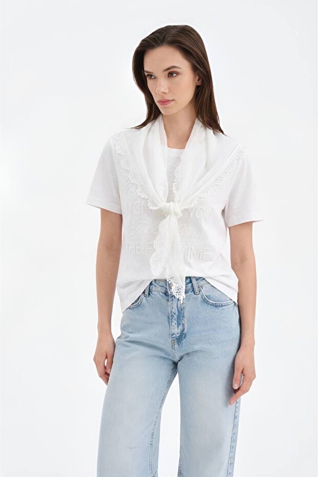 Women's Two-Piece Design Tshirt with Detachable Shawl Detail