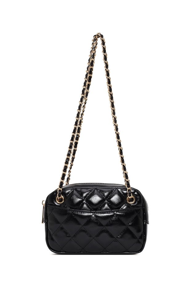 Women's Black Quilted Crossbody Bag 26Pbd2921Kp
