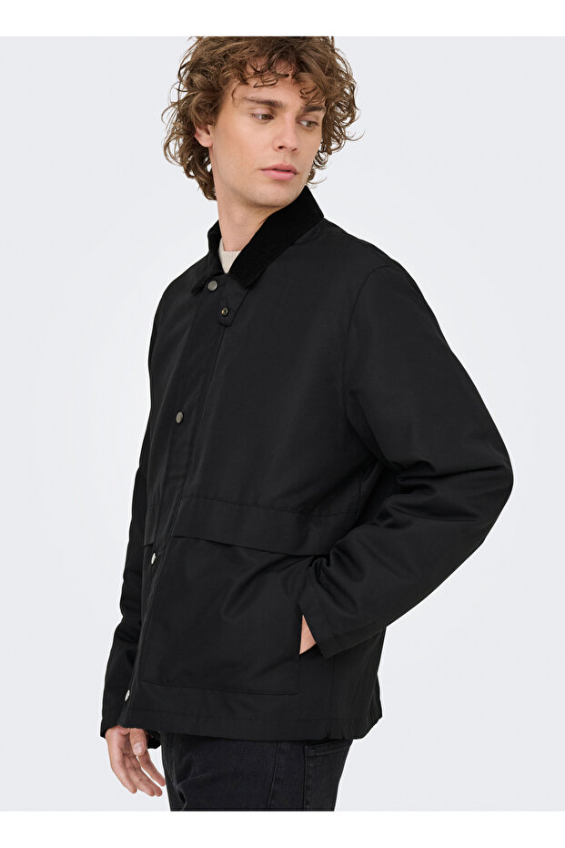 Siyah Erkek Normal Mont ONSKOSMO PADDED JACKET OTW VD - 4
