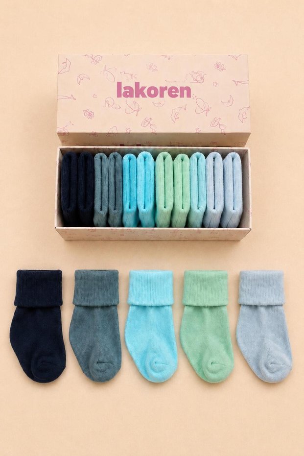 Organic Cotton 5-Piece Boxed Premium Newborn Baby Socks