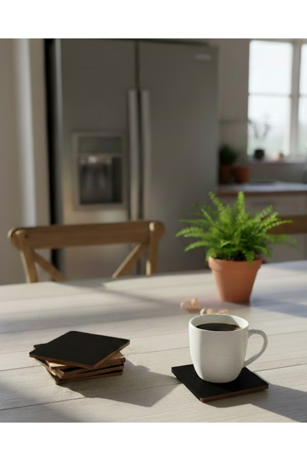 Set of 10 Wooden Square Coasters - Decorative Coffee Presentation (10X10 cm)