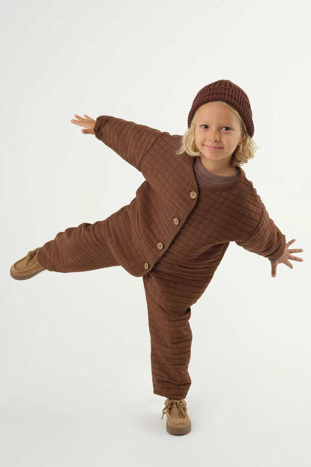 Oversize Ribbed Jacket Brown