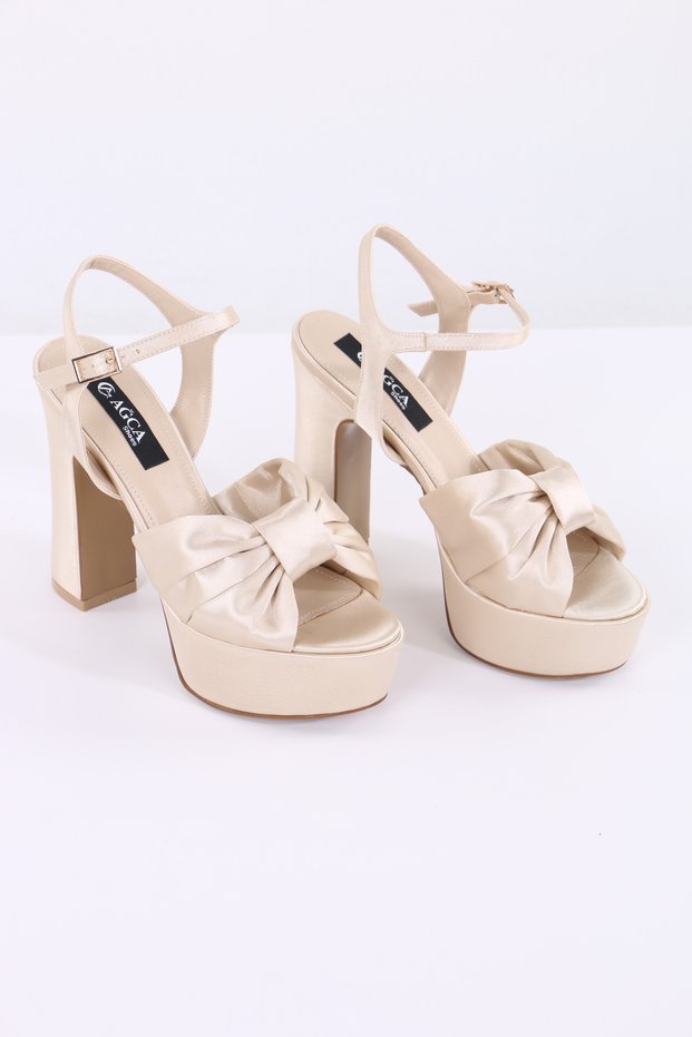Satin Platform Heeled Evening Dress Shoes