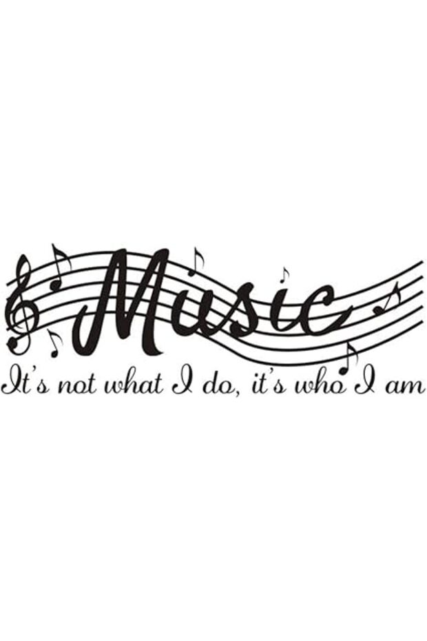 Wall Sticker with Musical Note and Sayings, Wall Decal Made of Vinyl, Art Mural Wallpaper for Office
