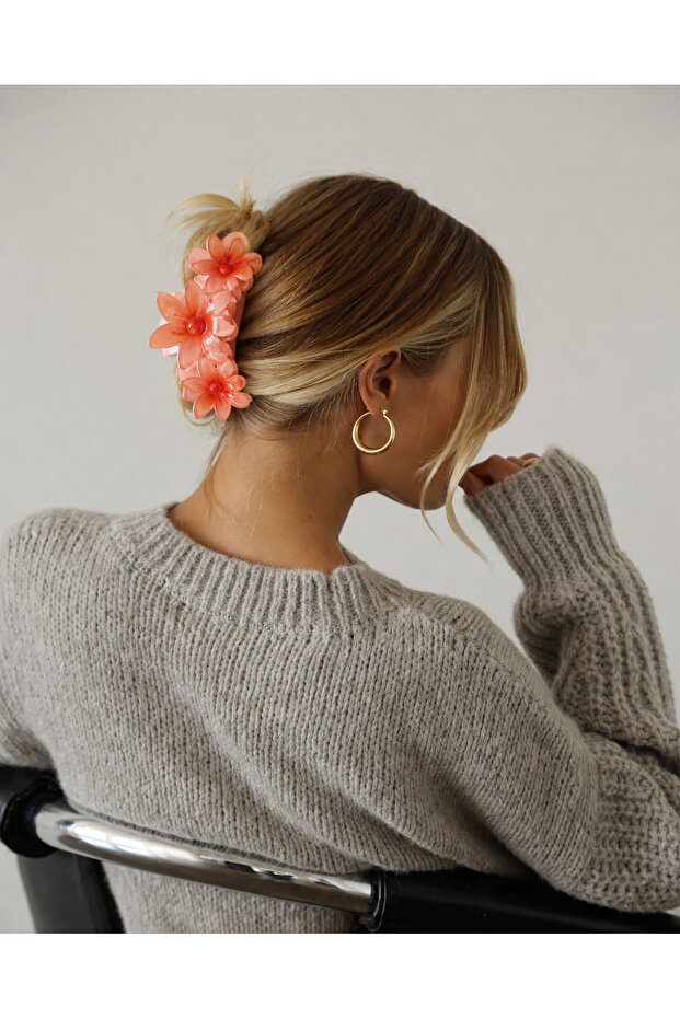 Orange Triple Flower Buckle 1 Piece 11 cm