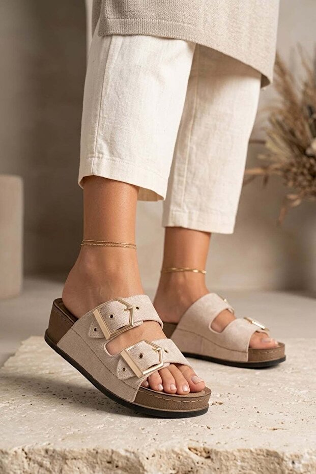 Elit Asern1701S Women's Flat Slippers Beige