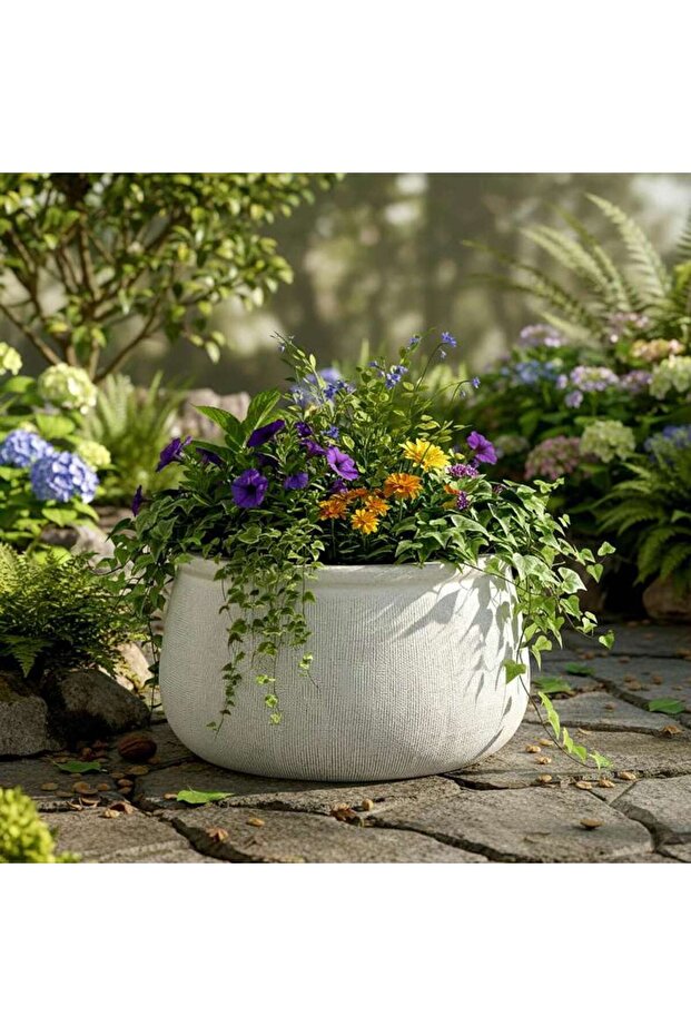 Ashen Ceramic Planter 42.5x42.5x24cm - Grey