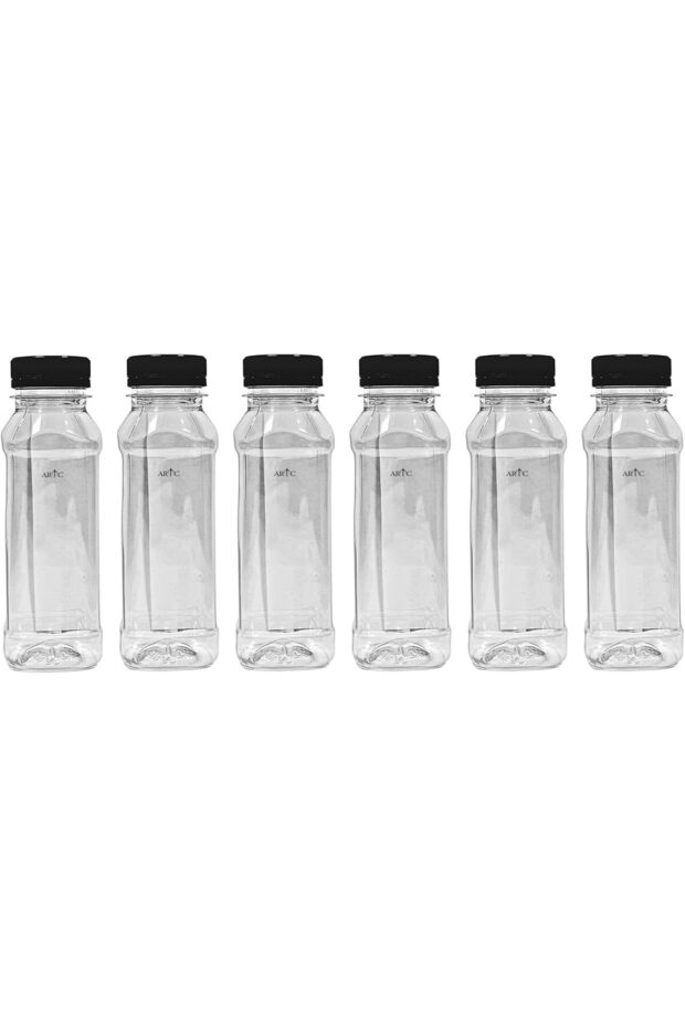 6Pcs Plastic Juice Bottles Clear With Caps Milk Bottle Water Bottles 250ml