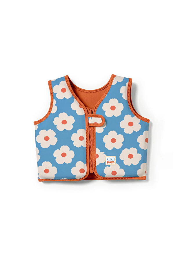 Blue Daisy Patterned Children's Swimming Vest