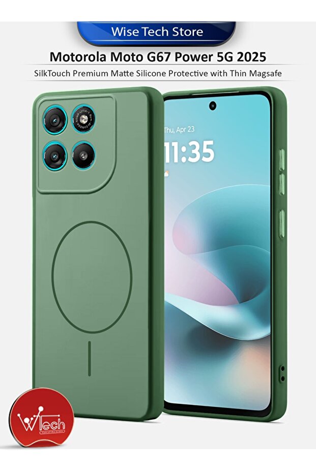 Motorola Moto G67 Power 5G 2025 SilkTouch Premium Matte Silicone Protective with Thin Magsafe Case Cover