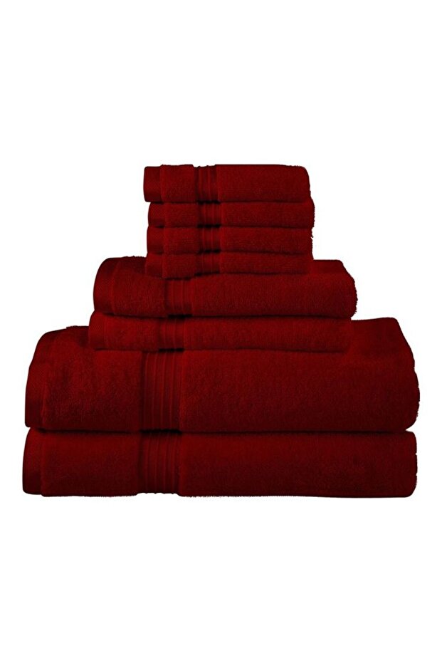 8-Piece Towel Set, 100% Combed Cotton 550 GSM, Quick Dry, Highly Absorbent, Burgundy
