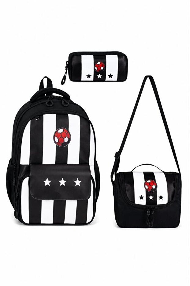 3-Piece Set Primary School Bag 40*30 cm Lunch Box Pencil Case Orthopedic Fan School Bag