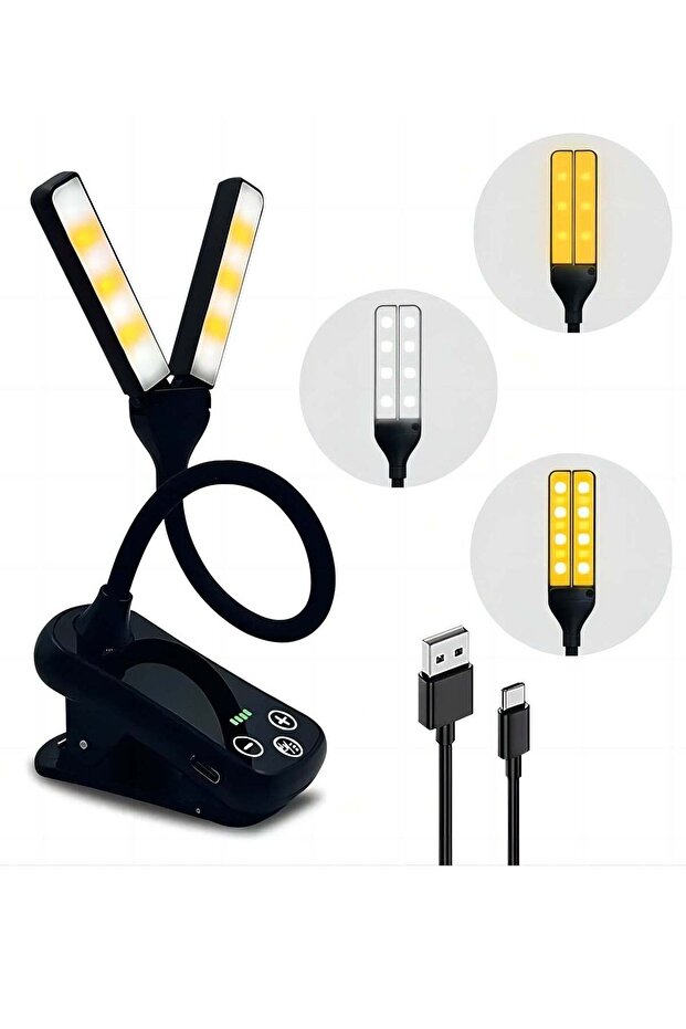 مصباح قراءة USB بـ 14 مصباح LED قابل للتركيب على الكتب مع 8 مستويات إضاءة قابلة للتعديل