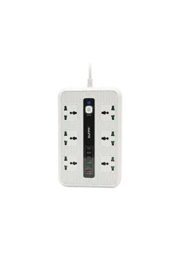 مشترك كهربائي ذكي صن بين T95 قدرة 3000 واط6 مقابس + 3 USB + Type-C