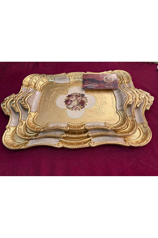 3-Piece Italian Rosewood Tray