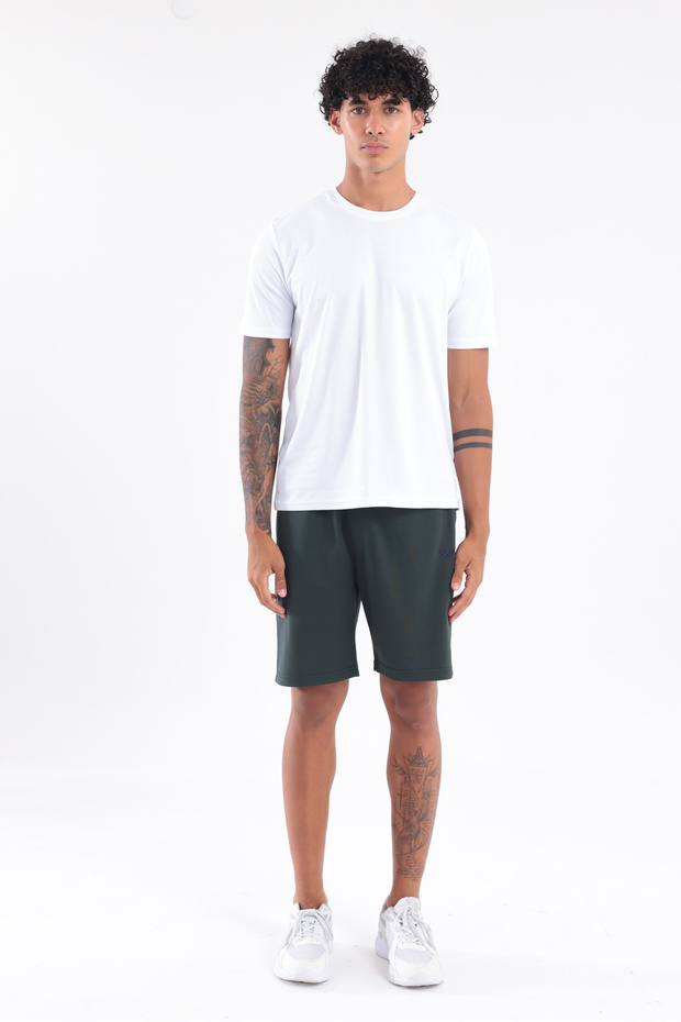 Modal Interlock Embroidery Logo Men's Sports Shorts with Pockets