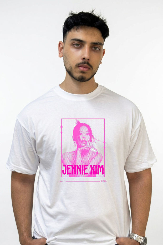 Jennie Kim Design Printed Oversize White T-Shirt