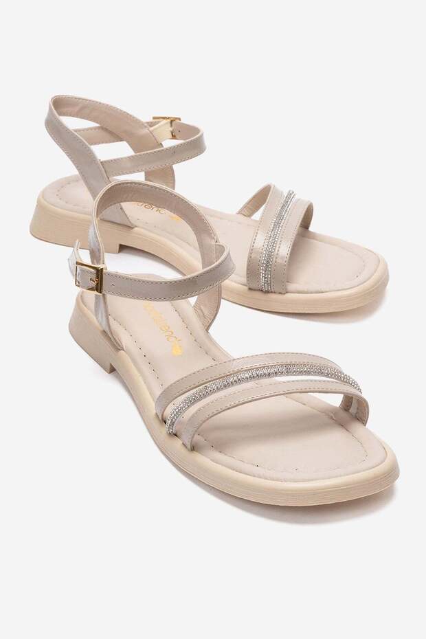 Stoned 3-Strap Women's Sandals Beige Yanki̇
