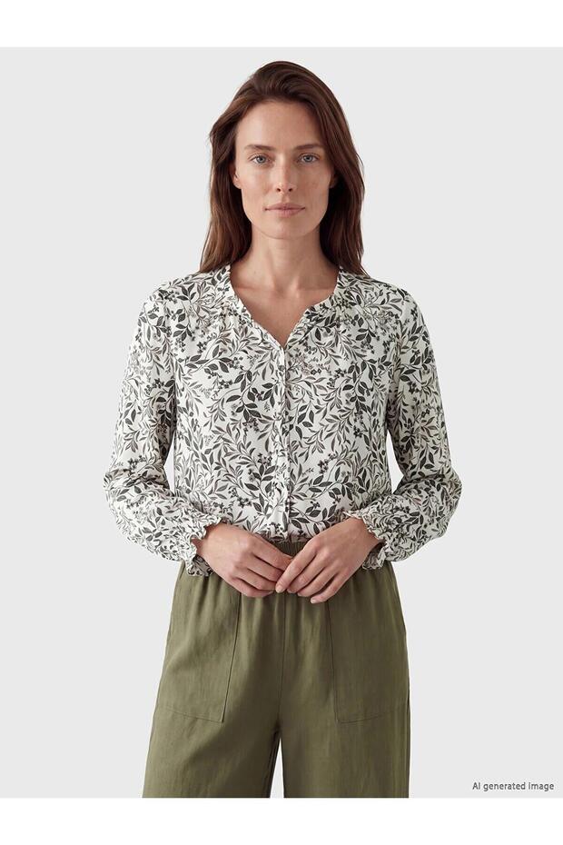 Tie-Neck Floral Blouse (S6)