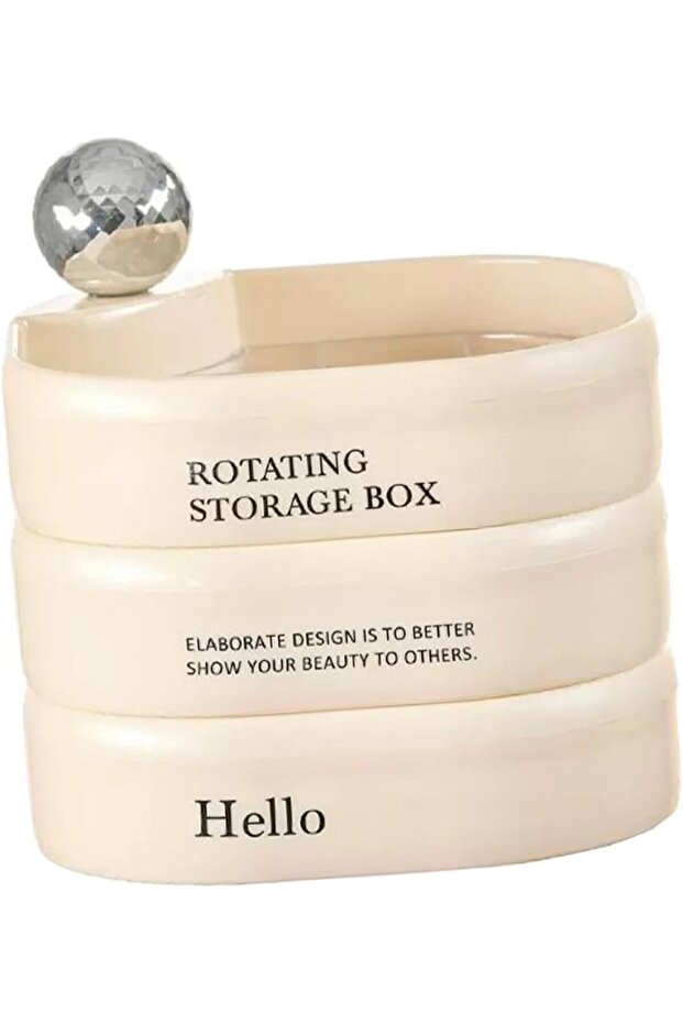Multi-Layer Rotatable Jewelry Box,White ABS Desktop Organizer for Rings and Earrings