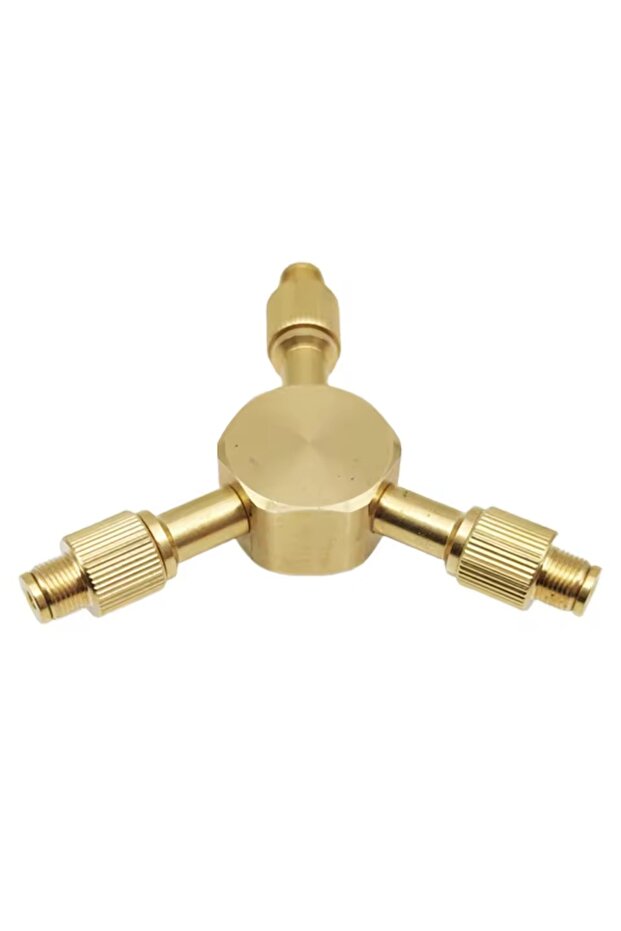 Brass 3-Way Air Hose Splitter Connector, Universal Tire Inflator Quick Coupler Adapter for Air Compressor, Car Tire Inflation Valve Distributor