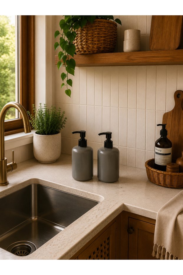 Decorative 2-Piece Bohemian Style Kitchen Set Liquid Soap Dispenser and Detergent Dispenser Set Hand Soap Dispenser Dish Soap Dispenser Set