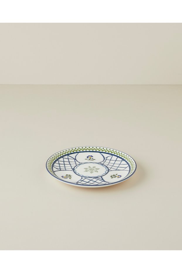 Talavera Garden Porcelain Pasta Plate 21 cm White - Navy Blue