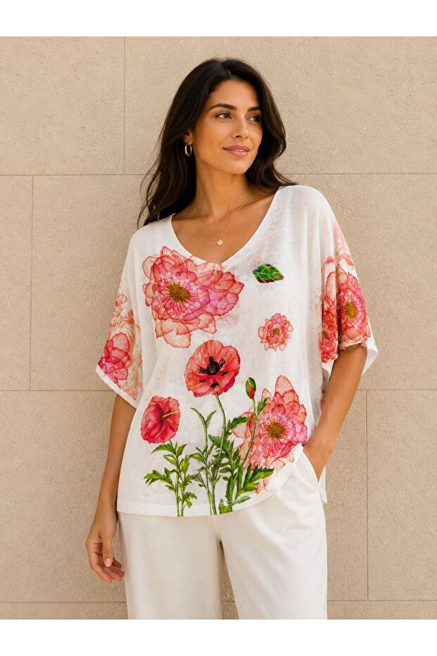 Women's New Season Digital Mercerized Blouse 40-46
