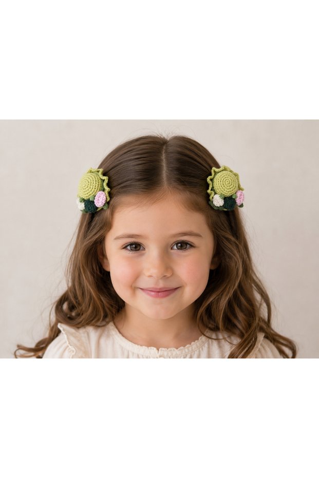 Girl's Knitted Snapback Hat Buckle (Green Shades)