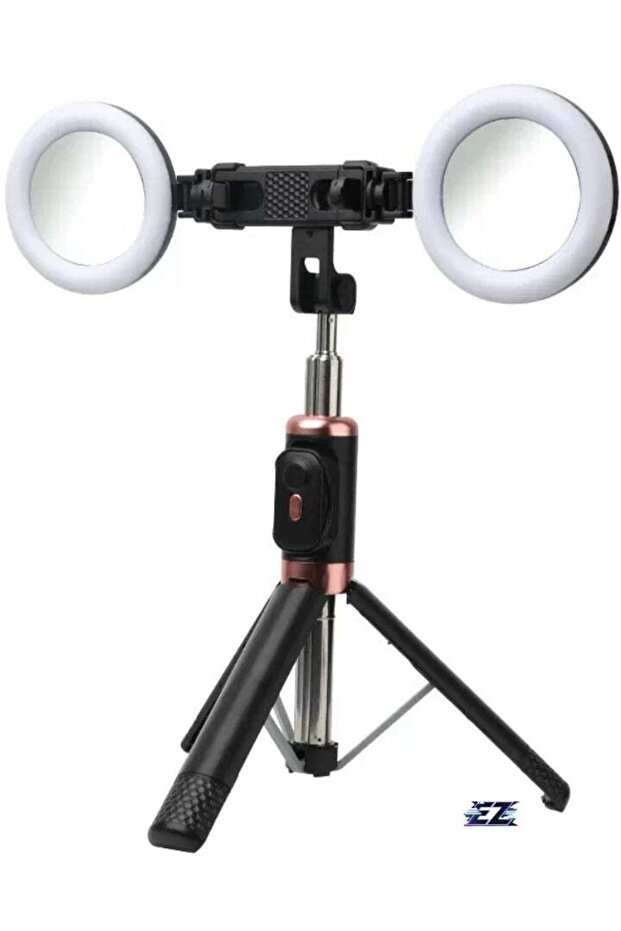 Bluetooth Selfie Stick & Tripod, Extendable 360° Rotation Stand with Dual Lights & Wireless Remote