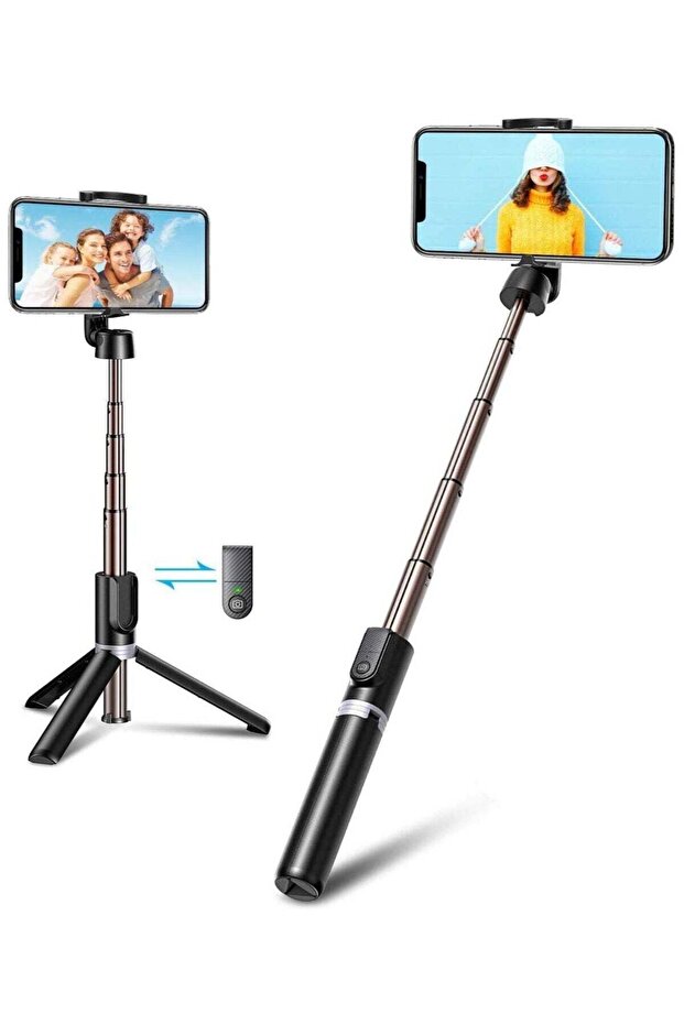 Bluetooth Extendable Selfie Sticks with Wireless Remote and Tripod Stand, 3-in-1 Multifunctional Selfie Stick with Tripod Stand Compatible with iPhone/OnePlus/Samsung/Oppo