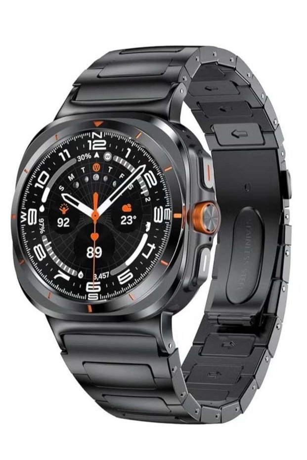 Premium Stainless Steel Band for Samsung Galaxy Watch Ultra 47mm (2024) & Watch 7 Ultra 47mm - No-Gap Metal Strap - Black