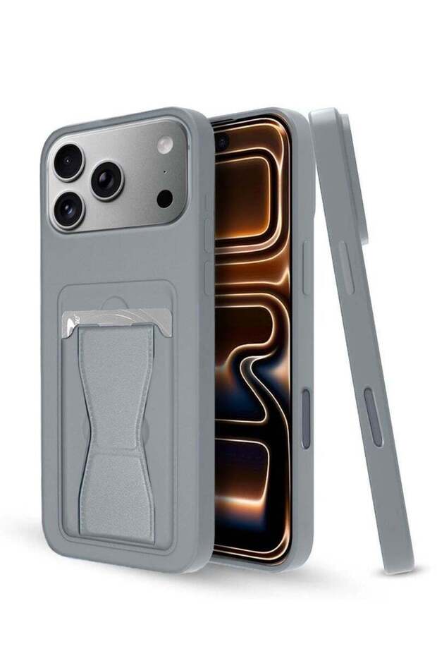 iPhone 17 Pro Max 5G 2025 Silicone TPU Card Holder with Hand Grip Case | Slim Shockproof Wallet Cover