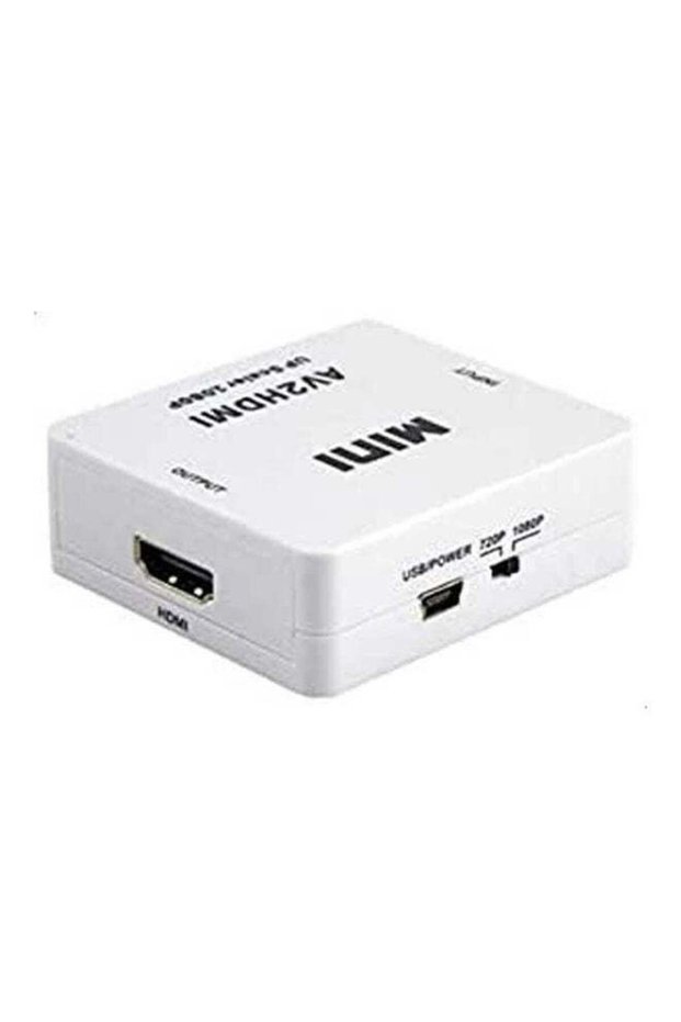 Hd Video Cvbs To Hdmi Converter Mini Av To Hdmi 1080P Av2Hdmi Signal Converter For Tv Vhs Vcr Dvd Records White