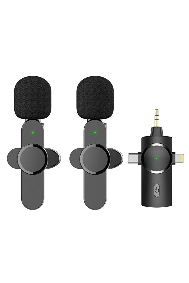 Dual Wireless Lavalier Lapel Microphone for iPhone, Android, Camera - Cordless Double Mics