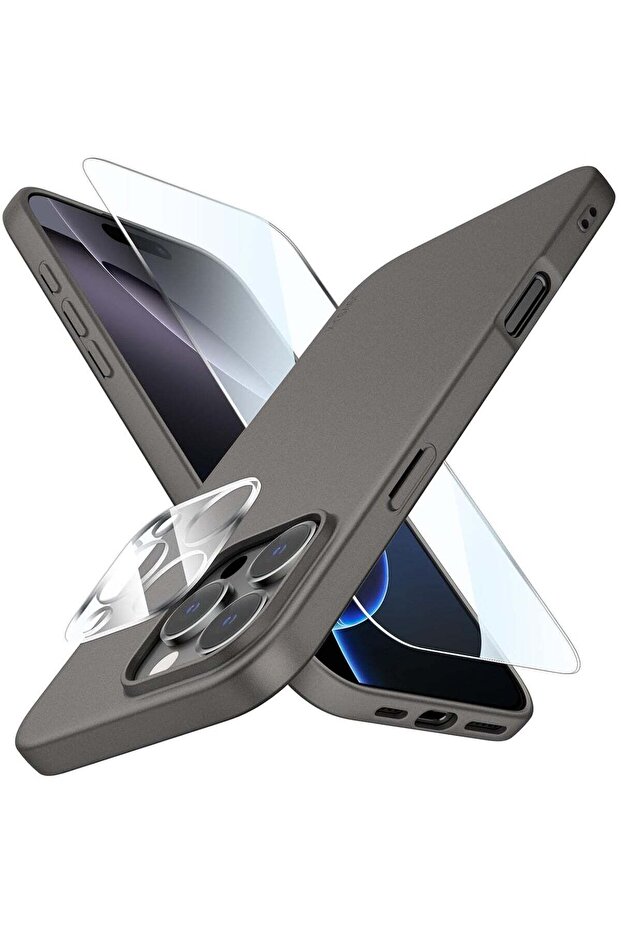 Ultra-Thin Matte Gray iPhone 16 Pro Max Case with Camera Lens & Screen Protectors – Shockproof, Anti-Scratch, Lightweight