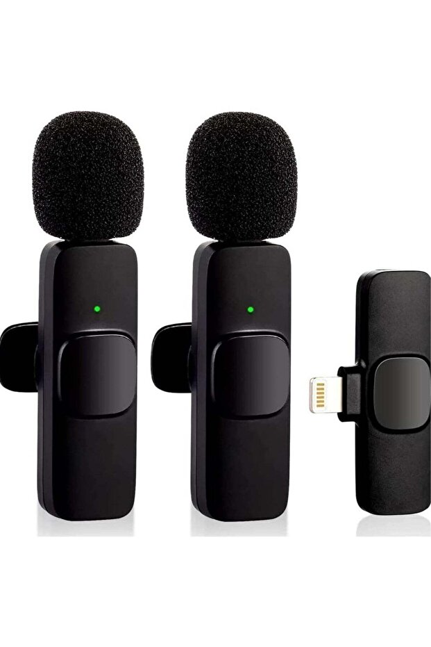 Wireless Lavalier Mic for iPhone iPad, Plug-Play with 2 Mics for Video, Vlogging, Auto Sync, Noise Reduction