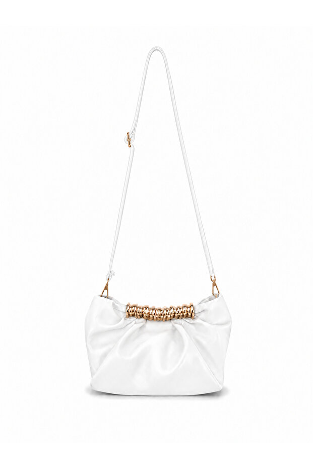 Portia Gold Detailed Shoulder Bag White