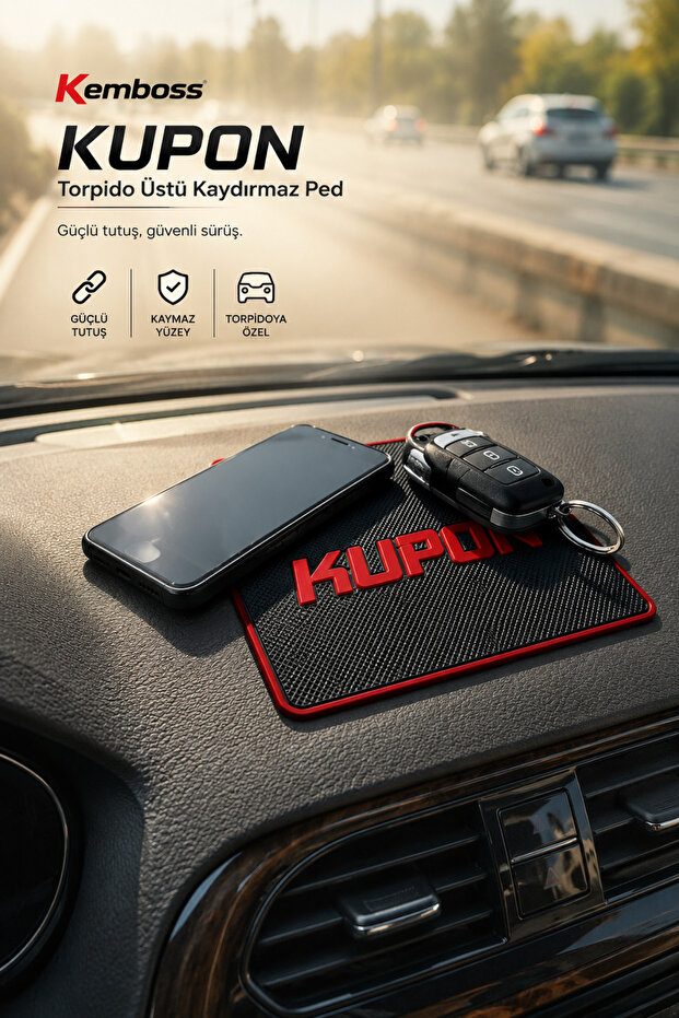 Kupon Torpido Anti-Slip Pad for Phone, Glasses, Key Holder Black