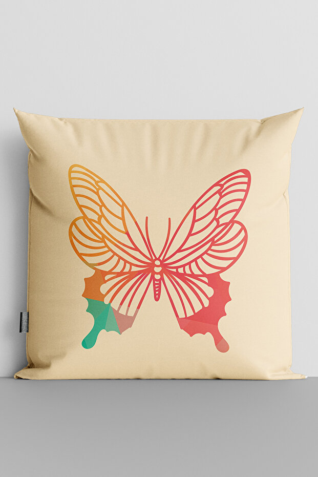 Red Butterfly Double Sided Digital Printed Throw Pillow Cover - 3250
