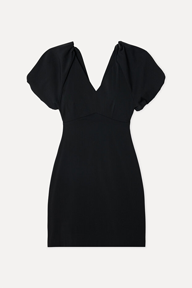 Women's Black Back Detailed Mini Dress