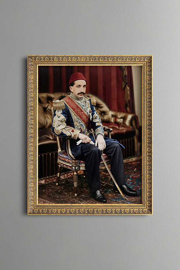 II. سلطان عبد الحميد هان - لوحة منقوشة عتيقة الطراز - نموذج رفيع