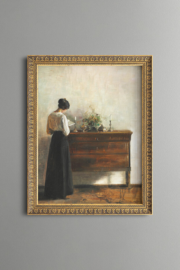 Woman Reading a Book - Vintage Patterned Painting - Fine Model