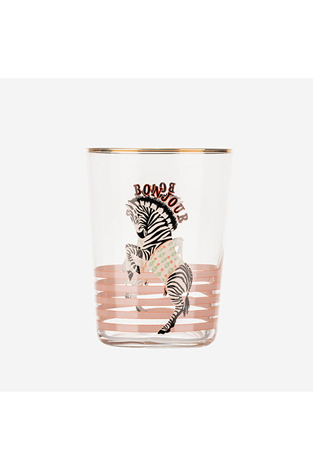 Animals Zebra Pink Glass Water Cup 500 ml