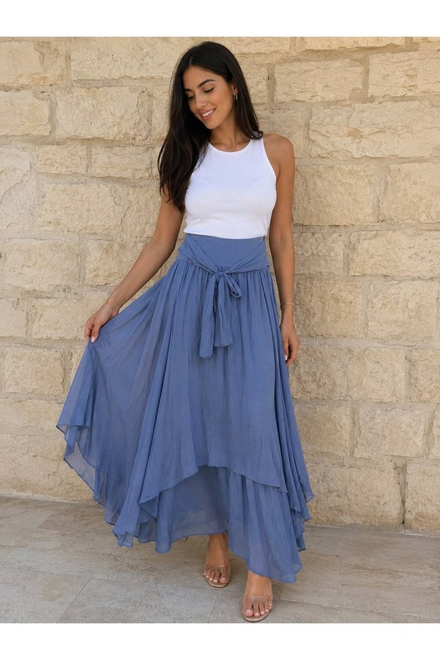 Women's Original Italian Cotton Fabric Silk Skirt 38-44