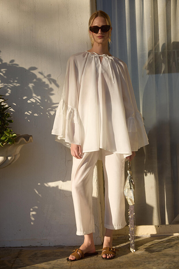 Oversize Tunic and Pants Set with Volan Sleeves