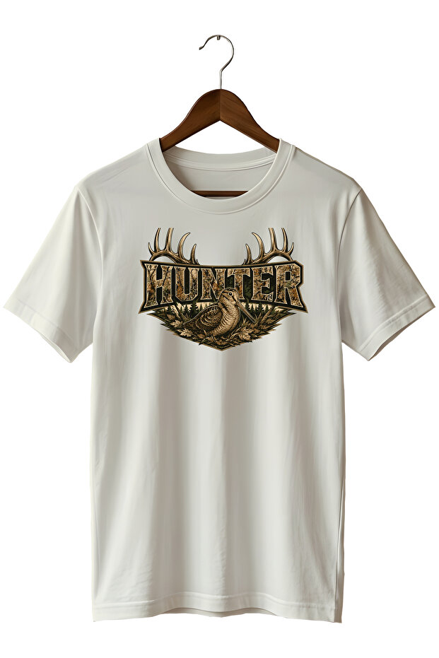 تي شيرت رجالي مطبوع بتصميم خاص من نوع Camouflage Hunter Skull